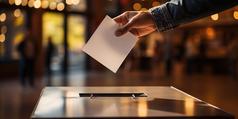 image of hand putting voting papers in a ballot box