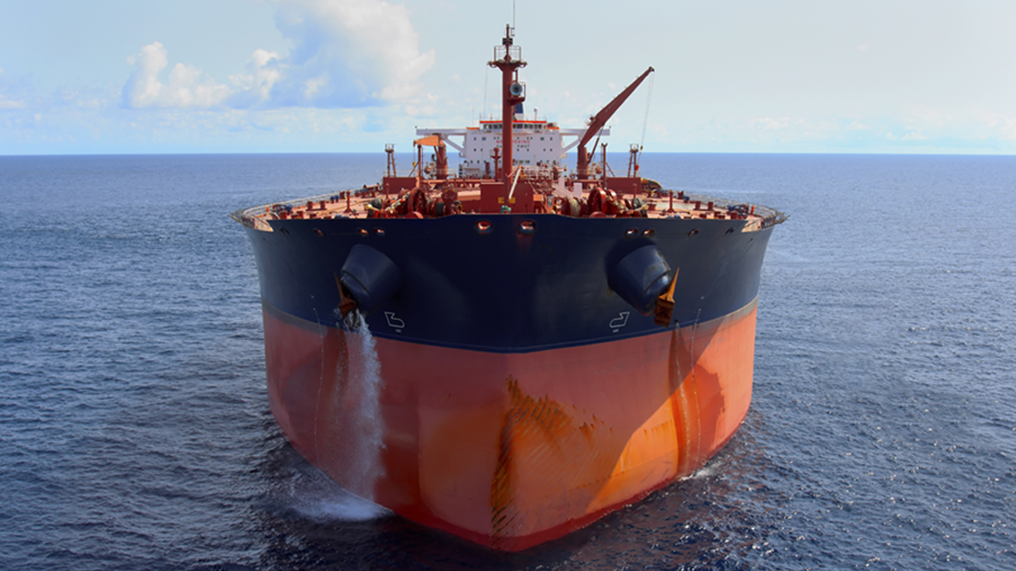 Hull of a large ship at sea