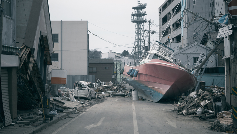 Street after an earthquake