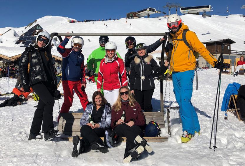 Group of Liberty Specialty Markets employees enjoying a day on the ski slopes