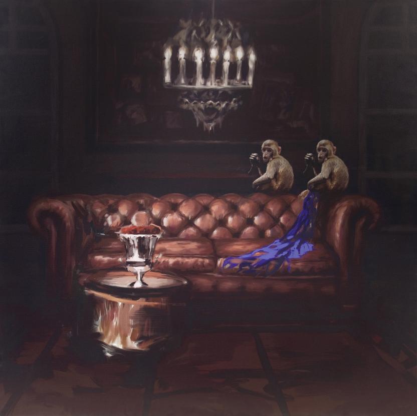Painting of monkey and sofa